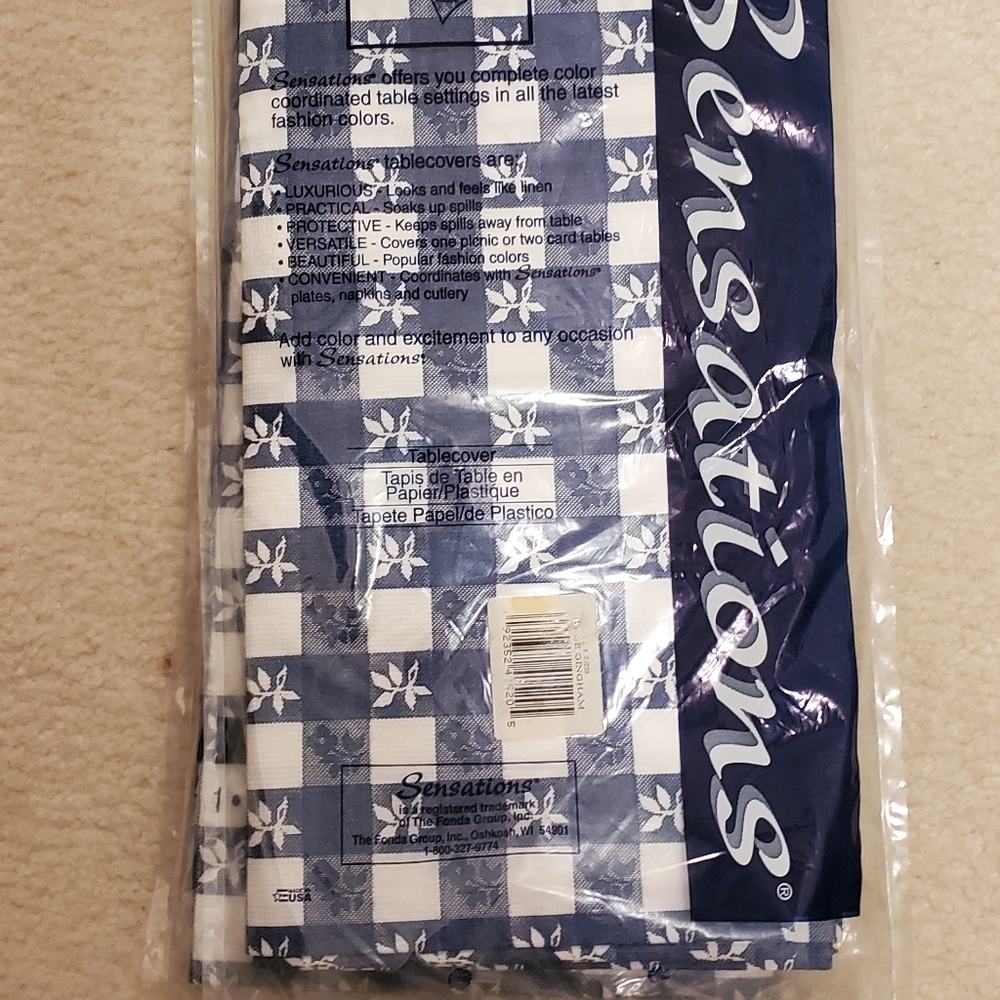 Lot 54x108 Tablecloths 2 Ply Tissue No Leak Blue Gingham Vintage